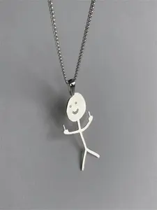 Trendy Cartoon Smiley Couple Necklace, Titanium Steel Unisex Jewelry, Non-Fading Design, Unique Fashion Accessory for Couples