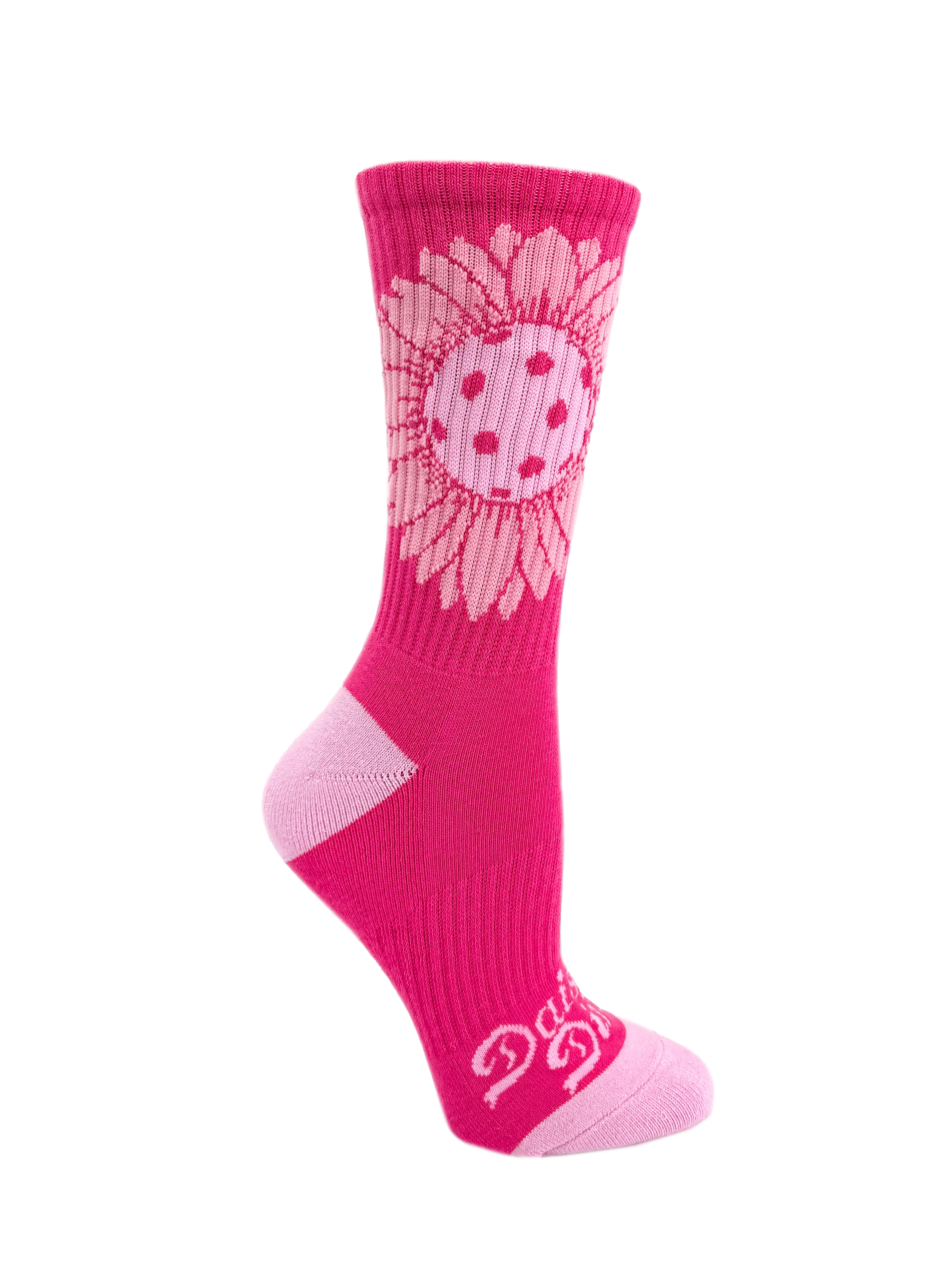 Daisy Dink Pink Pickleball Socks Cute Floral Athletic Breathable Crew Support Sport Sock for Women with Eye-Catching Daisy Design All Seasons Comfortable and Stylish Cushioned Crew Socks with Pattern Casual Womens Wear - Womenswear