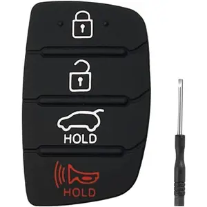 4 Button Key Fob Rubber Pad Replacement for Hyundai Sonata Santa Fe Sport 2019 2018 2017 2016 2015 2014 2013 Keyless Entry Remote Control Flip Car Key Fob Button Cover Case Insert Keypad