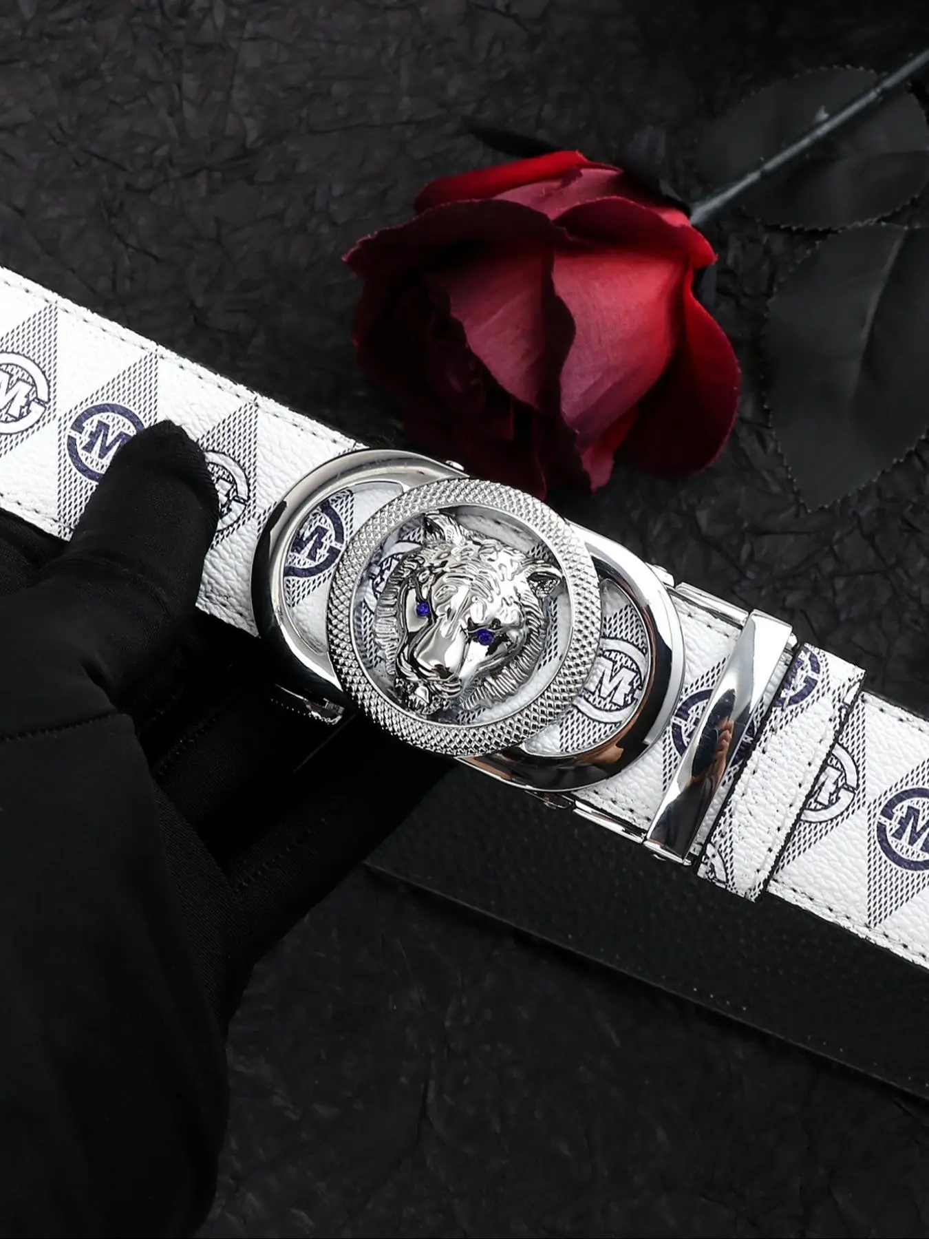 Men's Tiger Head Decorated Belt, Western Buckle Belt, Fashion Letter Design Automatic Buckle Belt, Belt with buckle, for Party, Daily Clothing Decor, Birthday Gift, Western Belt Buckles