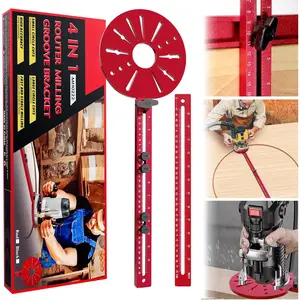 4 in 1 Router Milling  Bracket,  Alloy Router Circle  Jig, Multifunctional RouterGuide  Large Circles from 10" to 58", Adjustable Woodworking Tool (Rose Red)