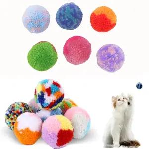 Interactive Cat Toy Plush Ball, Soft Chewable Fuzzy Ball, Indoor Interactive Play for Kittens & Cats, Durable Yarn Material