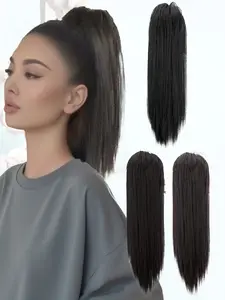 KAIRIYA 18 Inch Straight Clip-In Ponytail Extensions - Medium Long Synthetic Hair for Women, Synthetic Soft Hairpieces, Natural Look Perfect for Holiday Parties & Daily Styling