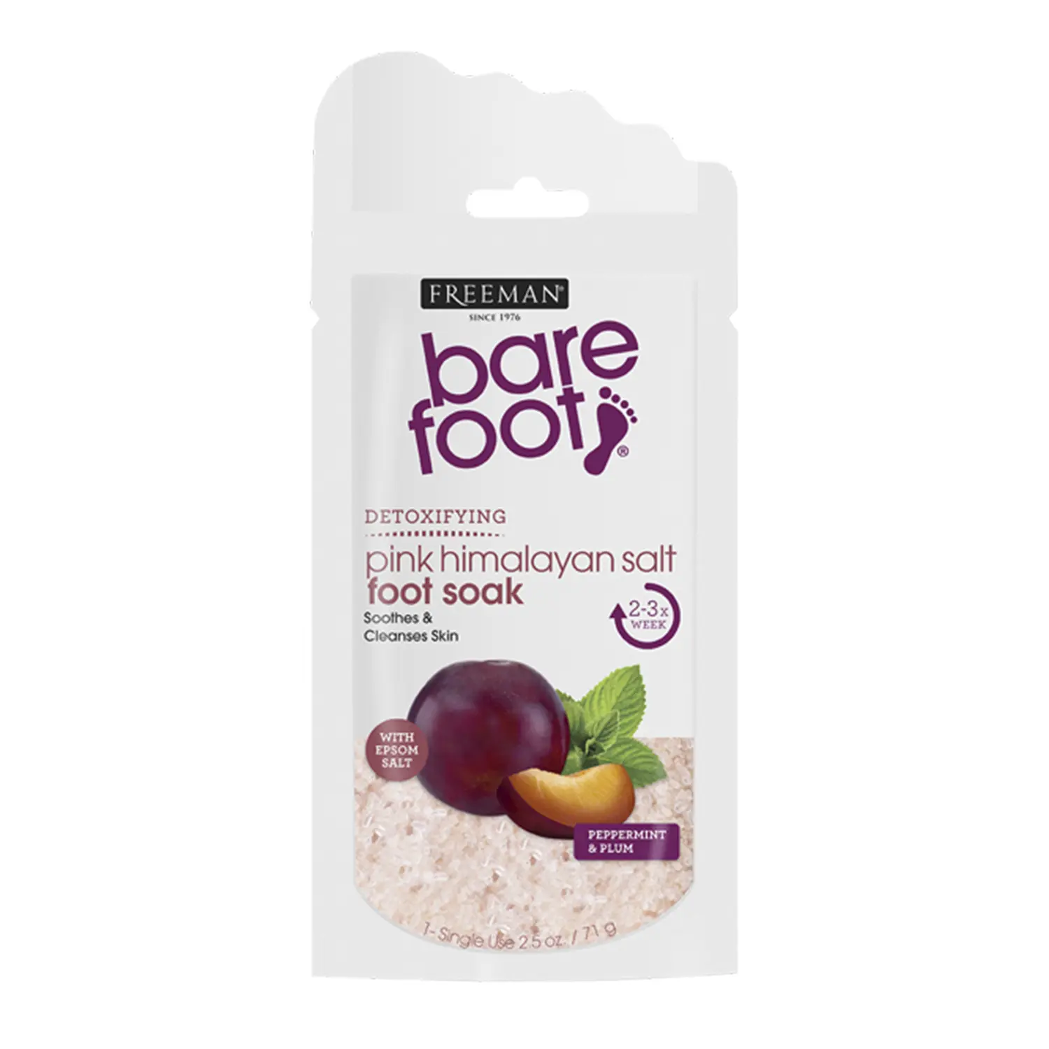 Freeman Barefoot Detoxifying Pink Himalayan Salt Foot Soak Peppermint & Plum 2.5oz