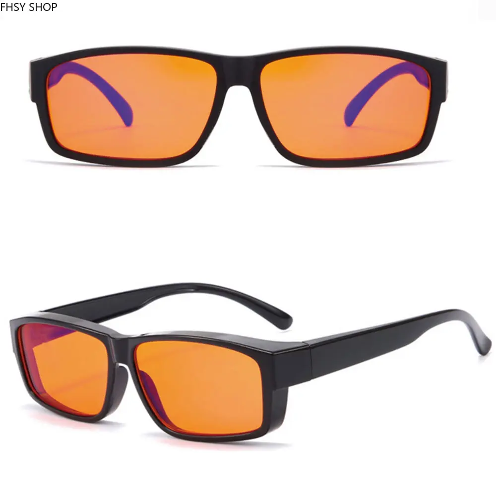 FHSY SHOP Orange Lens Night Driving Sunglasses - UV400 Protection, Anti-Glare, Blue Light Blocking, Sleek Retro Sunshade Non-Prescription Glasses for Nighttime Driving, Computer Use, Sleek Non-Prescription Glasses