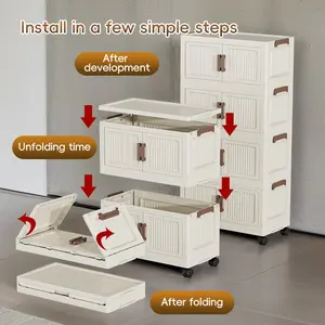 47cm*25cm Plastic Storage Box Drawers, 2-6 Layers, Lidded, Mobile with Wheels, Space-Saving, Durable, Modern Style, Ideal for Home Organization