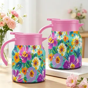 33oz Tea Pot/coffee Pot, Vintage Oil Painting Floral Insulated Thermos, Large Capacity, Stainless Steel Double Wall, Home Office Essential