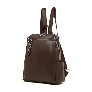 1pc Top Grain Cowhide Backpack, Women's Spacious Travel Bag, Lightweight Niche Rucksack for Business Trip, Vintage Style Cowhide Shoulder Bag.