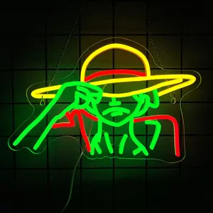 One Piece Luffy Neon Sign LED Backlit Animated Character Decor Anime-Style Room Decor Otaku Gift