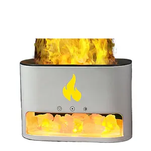 Flame Fire Essential Oil Diffuser, Himalayan Salt Aroma Therapy Fireplace Flame Diffuser Humidifiers, 7 Colors Flame Light/Auto-Off Air Diffuser
