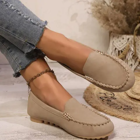 Women's Fashionable Plain Color Slip on Flats, Soft Sole Flats, Casual Comfortable Flat Shoes for Daily Wear, Lightweight Breathable Shoes for Women & Girls, Casual Flat Footwear