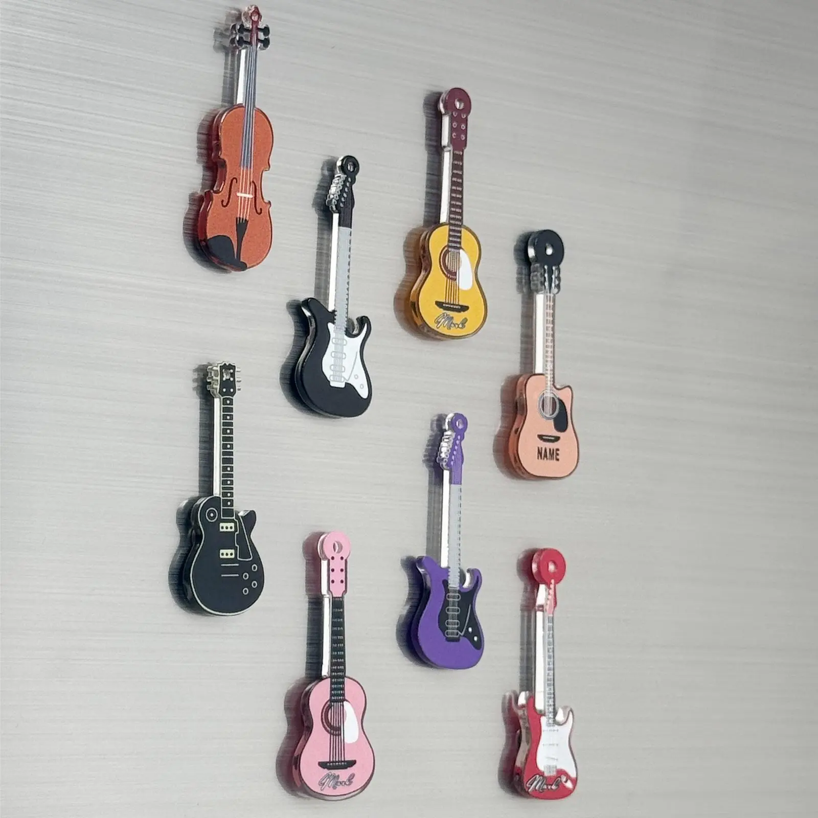 Guitar Shaped Fridge Magnet, Music Fridge Magnet, 8 Counts/set Acrylic Instrument Shaped Magnet, Magnetic Decoration for Home Office School Kitchen, Refrigerator Decorating Magnet
