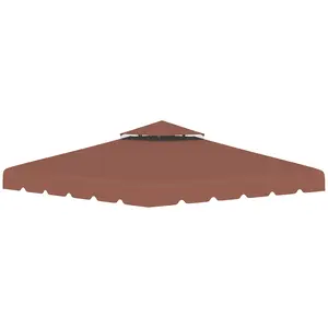 10'x10' (9.8'x9.8') Double Tier Coffee Brown Gazebo Canopy Top Replacement, UV-Resistant, Water-Resistant Fabric with Ventilation & Drain Holes, Ideal for Patio Pavilion Revival, Backyard Shade Repair