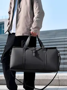 1pc Men's travel bag with solid color zipper closure, multifunctional, large capacity, fashionable, simple, casual, versatile, suitable for daily business trips, fitness, men's travel bag