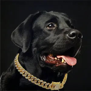 Cuban Chain Necklace with Artificial Diamonds, Shiny Pet Jewelry, Cool Dog Collar, Suitable for Small Medium Large Dogs Cats, Perfect Gift