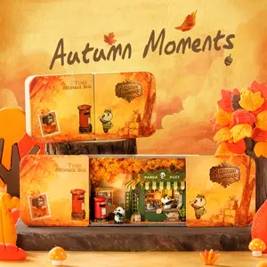 Panda Post Office DIY Iron Box House, Autumn Theme Envelope Design, Magnetic Light, Handmade Gift, Desktop Decor, Collection Item