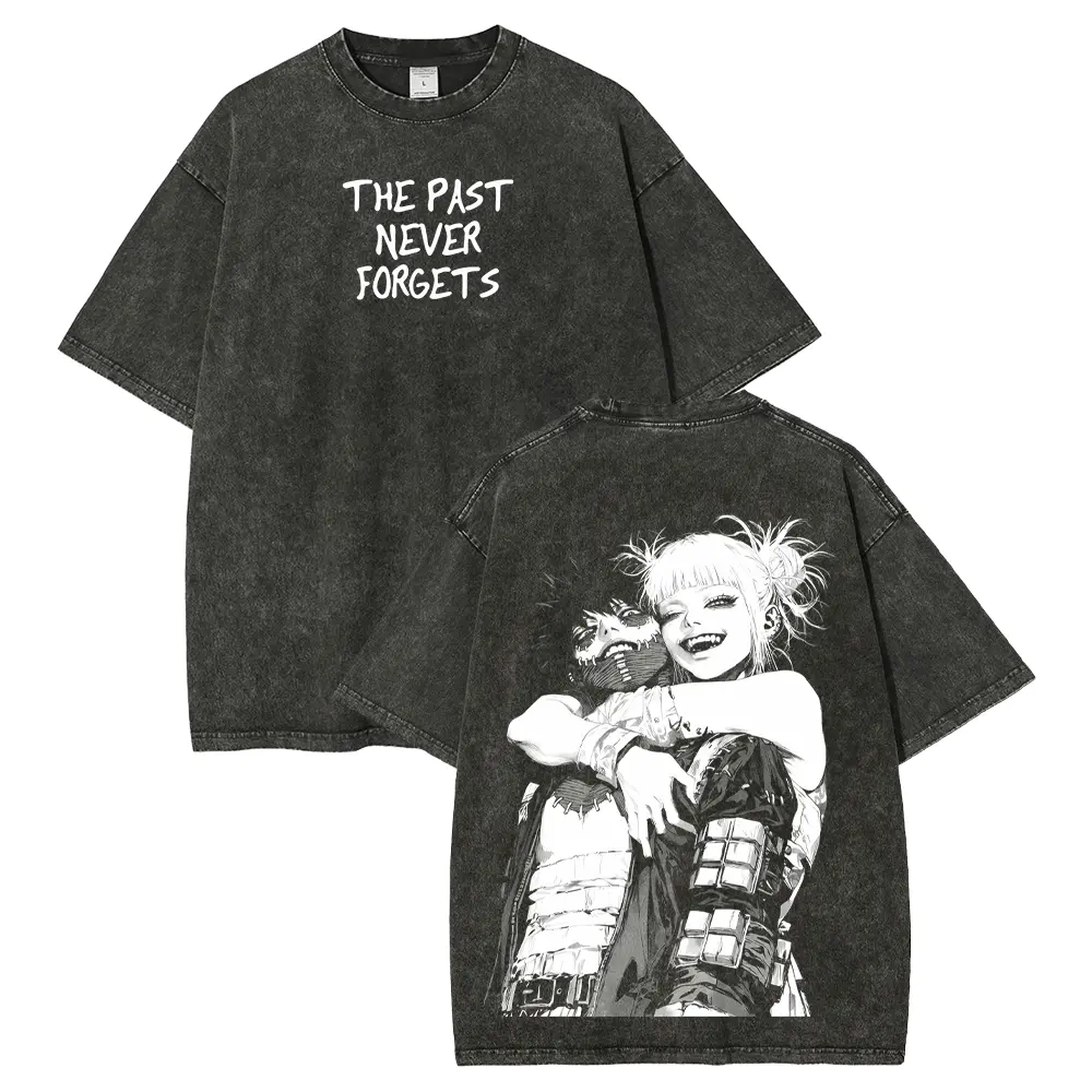 Dabi x Toga My Hero Academia Anime Double Printed Vintage Washed Tee, Unisex Oversize Anime Manga Washed Heavyweight Cotton T-shirt, Gift For Anime Fan Lover