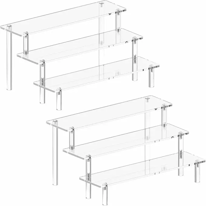 Acrylic Cake Stand Set, 2-Pack Modern 3-Tier & 4-Tier Display Racks with Mounting Hardware, Durable Multifunctional Cupcake Holders for Dessert, Wedding Decor