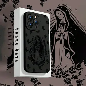 for iPhone13 Religious Virgin Pattern Phone Case, Anti-drop Cellphone Protective Case, Total Protective Shockproof Mobile Phone Cover for iPhone 16 15 14 13 12 11 Plus/Pro/Pro Max, Flower