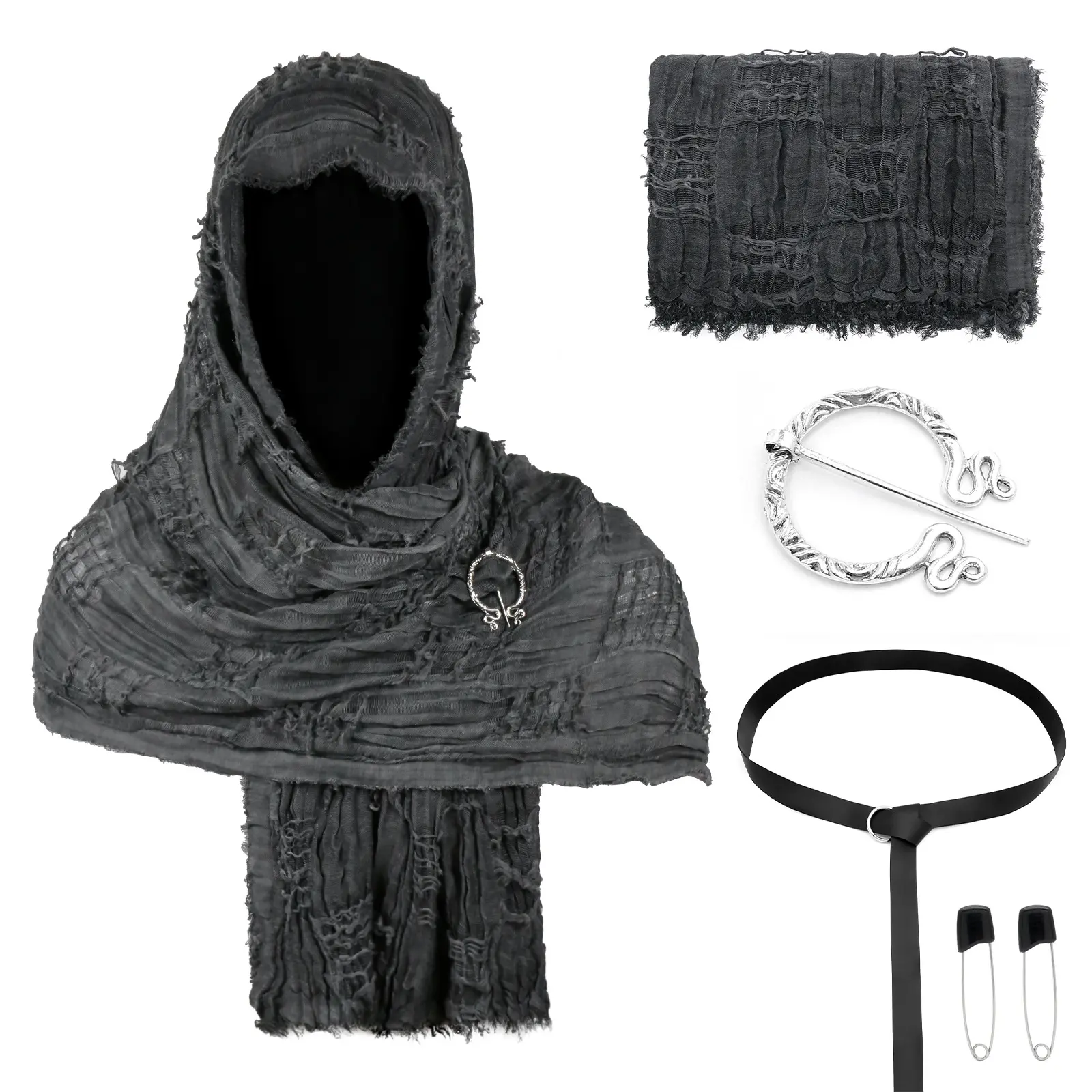 CST152BK Black Battle Damage Scarf (190c