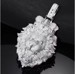 birthstones  month color preserved  snowflake Roaring Lion Head Pendant Necklace 240g Pure Copper 5A Zirconia Hip-Hop Men's Jewelry 95mm x 140mm Bold Unique Design customizable with engraved letters, logos or patterns Complimentary shipping