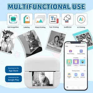 Mini Portable Thermal Printer, Portable HandheldPrinter, Print Pictures Photos Labels To-Do Lists,Ideal for Work Life Learning, Perfect Holiday Gift