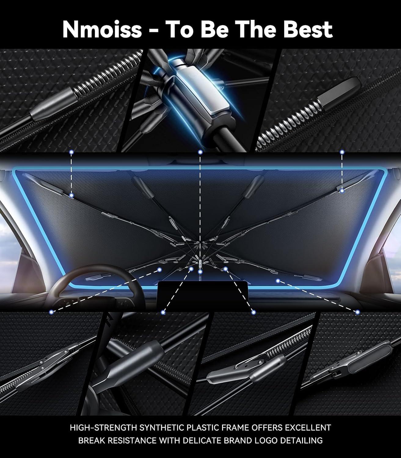 （55" x 31"）Windshield Sun Shade Umbrella for Honda Civic - [Vinyl Coating Heat Shield] Protect Car from Sun Rays & Heat Damage Keep Cool and Protect Interior, Spring Structure Edge