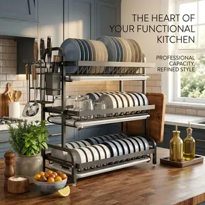 Over the Sink Dish Drying Rack 3 Tier Space Saving Kitchen Sink Shelf Organizer Perfect for Dishes Glasses Bowls and Cutlery Keep Your Kitchen Tidy and Clutter Free