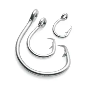 10 Large Stainless Steel Fishing Hooks, Sea Fishing Hooks with Barbs, Shark Hooks, Multiple Sizes, Ideal for Boat Fishing