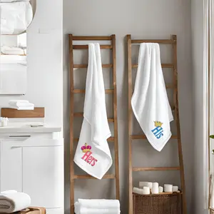 Bath towels for a wedding gift , 'His' and 'Hers' embroidered bath towels gift for a bride and groom