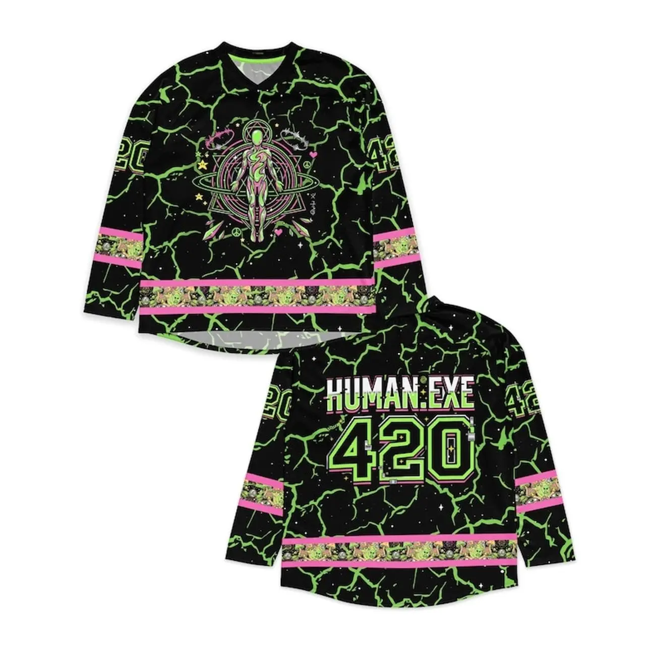 Alien Rave Jersey Neon 420 Hockey Shirt Trippy EDM Festival Outfit D2