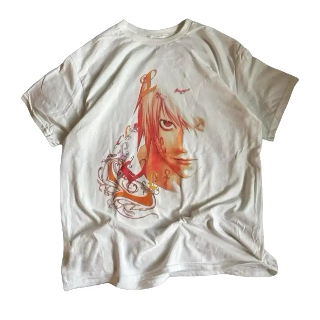 Death Note L-Inspired Anime Graphic Art Tee - Vintage Crew Neck Sports Top, Second Skin Ultra Supple Fabric, Vivid Print Unisex Gift For Adults