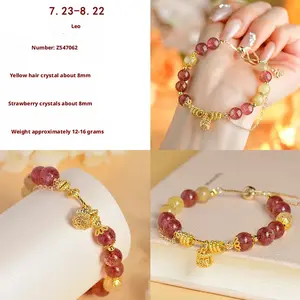 Flash & Finesse Flash & Finesse  Valentine's Day Zodiac Crystal Bracelet 8mm - 12 Star Sign Healing Stone Jewelry - Personalized Horoscope Gift for Girlfriend Wife Best Friend Festival Gift