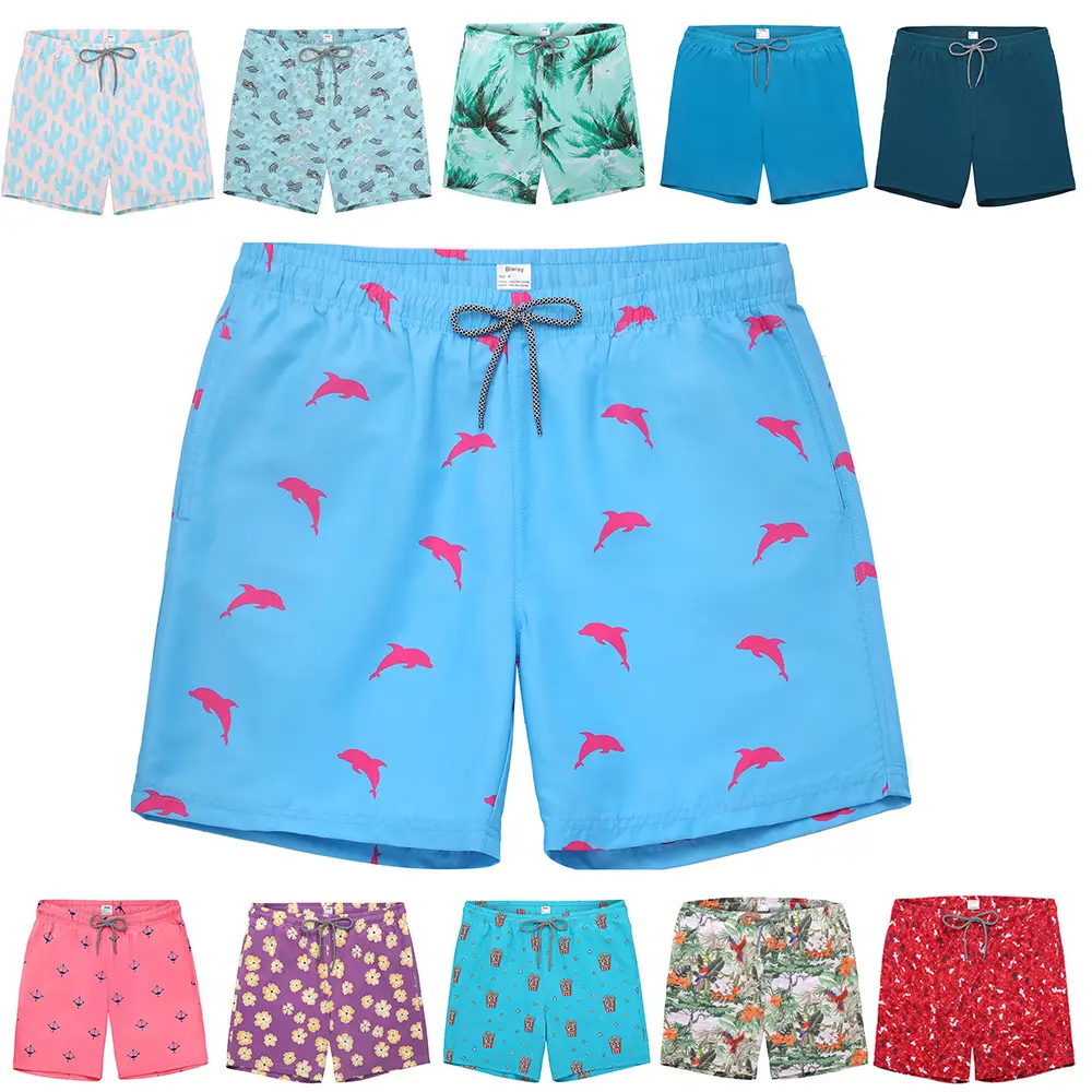 Men's 7" Quick-Dry Swim Trunk Beach Shorts with Pockets Above the knee Short Pants