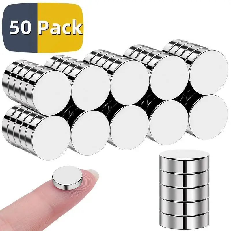 Round Small Rare Earth Strong Magnets, 50pcs Mini Refrigerator Neodymium Magnets, Disc Magnets for Whiteboard Locker Fridge Crafts Dry Erase Board Cab