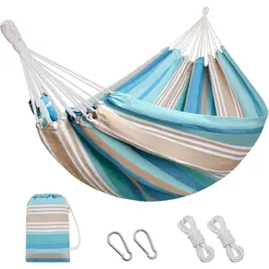 Brazilian Hammock with Tree Straps - Canvas Hammocks Portable Hammock with Carry Bag for Backyard, Porch, Outdoor and Indoor Use