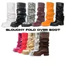 CYNLLIO Womens Knee High Boots Slouchy Fold Over Boot Platform Boots Chunky High Heels Long Boots Round Toe Dress Summer Fall Tall Boots