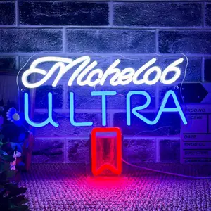 Michelob Ultra Beer Neon Signs for Wall Decor Neon Lights for Bedroom LED Signs Suitable for Man Cave Bar Pub Restaurant Christmas Birthday Party Gift LED Art Wall Decorative CRS Light Bar Sign 5V USB Power