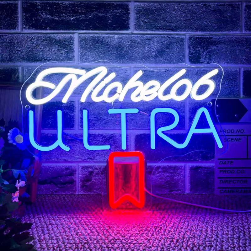 Michelob Ultra Beer Neon Signs for Wall Decor Neon Lights for Bedroom LED Signs Suitable for Man Cave Bar Pub Restaurant Christmas Birthday Party Gift LED Art Wall Decorative CRS Light Bar Sign 5V USB Power