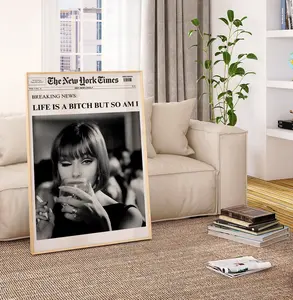 Newspaper Retro Wall Art,Trendy Newspaper Poster,Aesthetic Black and White Art Poster,y2k posters aesthetic, New york News