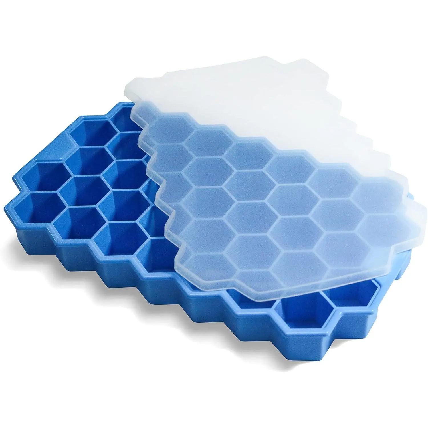 Ice Cube Trays for Freezer with Lid Reusable in Organizer Bins or Ice Bucket  for Iced Coffee Cup