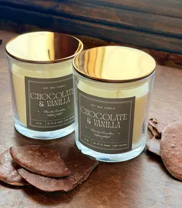 Merilia Candles Chocolate & Vanilla Soy Wax Candle 10 oz Up to 45 Hours 100% Natural Home Fragrance