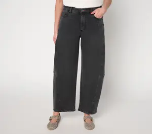Peace Love World Regular Black Soft Barrel Motic Ankle Jeans