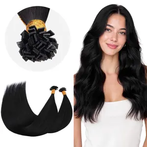 GOO GOO K Tip Hair Extensions Real Human Hair 14-24inch 50G K tips & Mini K tips extensions Keratin Bond Hot Fusion Pre Bonded Hair Extensions Flat Tip Natural Straight Remy Hair Extensions for Women
