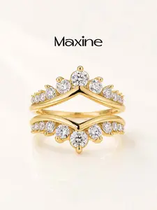 Maxine Lab-Created Moissanite Jacket Ring, 18K White/Yellow Gold Plated Wedding Band Enhancer
