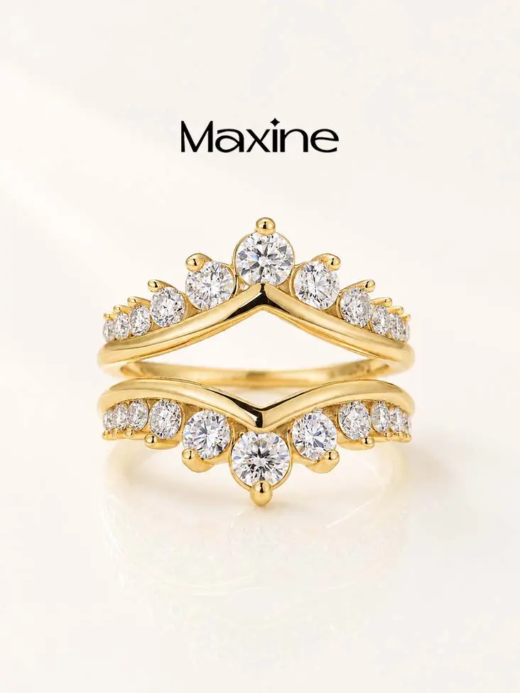 Maxine Lab-Created Moissanite Jacket Ring, 18K White/Yellow Gold Plated Wedding Band Enhancer Maxine Lab-Created Moissanite Jacket Ring, 18K White/Yellow Gold Plated Wedding Band Enhancer