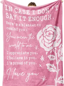 Romantic Gifts for Her, Girlfriend, Wife, I Love You Blanket, Anniversary Birthday Gifts for Women, Soft Throw Blankets with Rose Print