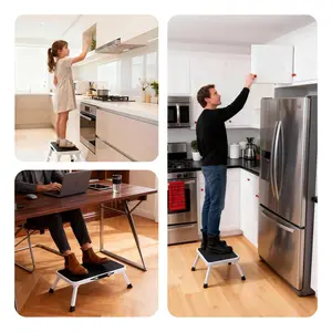 Heavy Duty Steel Step Stool 330lbs Capacity for Adults and Seniors. 3 Adjustable Heights Folding Ladder with Anti-Slip Pedal. Portable Foot Stool for Office, RVs and Bathroom Space#Summer Wins