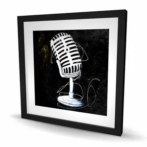 212 MAIN Contemporary Framed Matted Microphone Print Wall Art Painting - 24x24 in. Music-Focused Decor with Art Illustrations, Home Decoration Poster for Home & Room