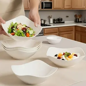6pcs Plastic Salad Bowls, Ideal for Kitchen Use, Versatile for Soups, Cereals, Noodles, Oatmeals, Fruits, Essential Dinnerware Set